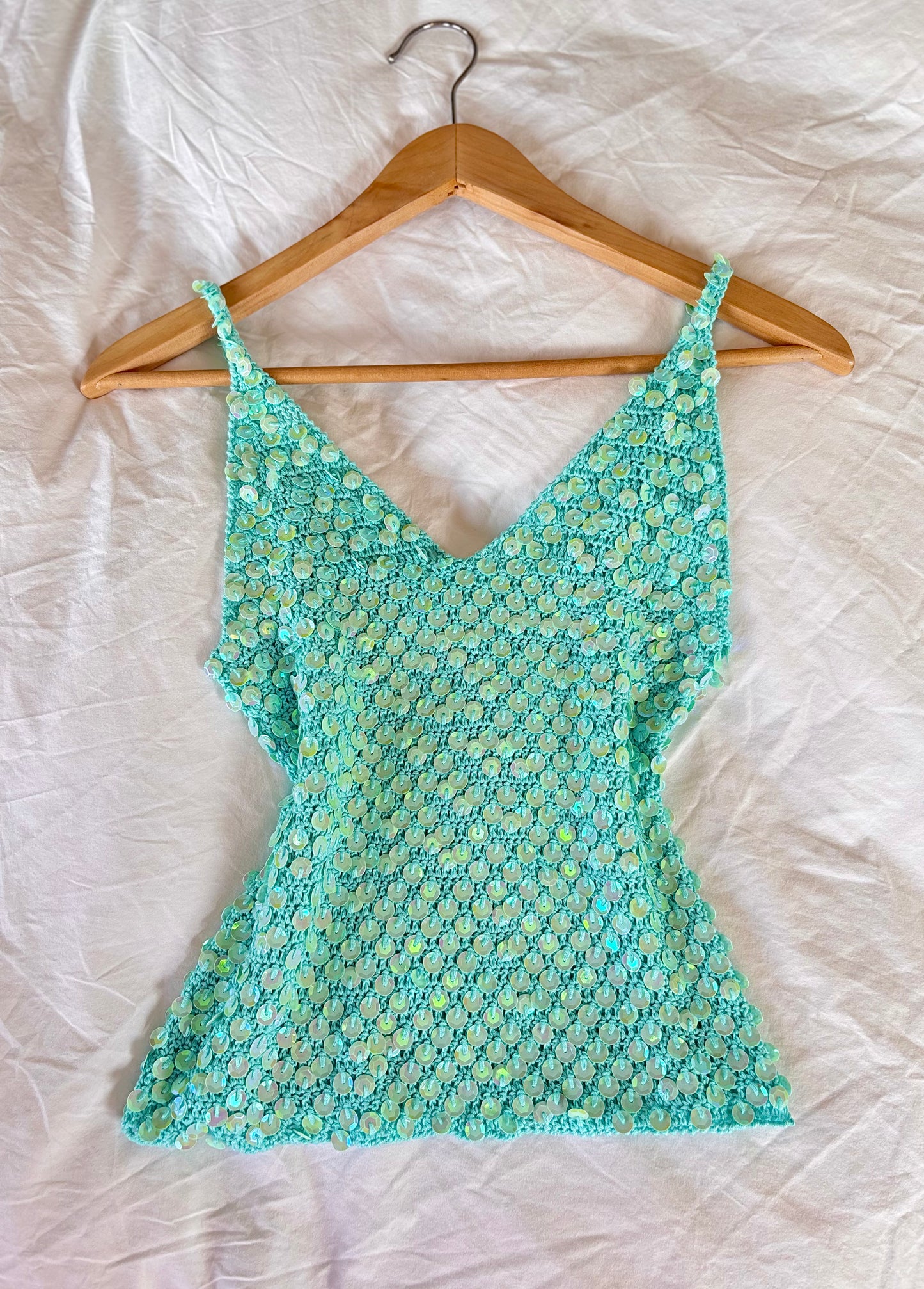 Top à sequin turquoise