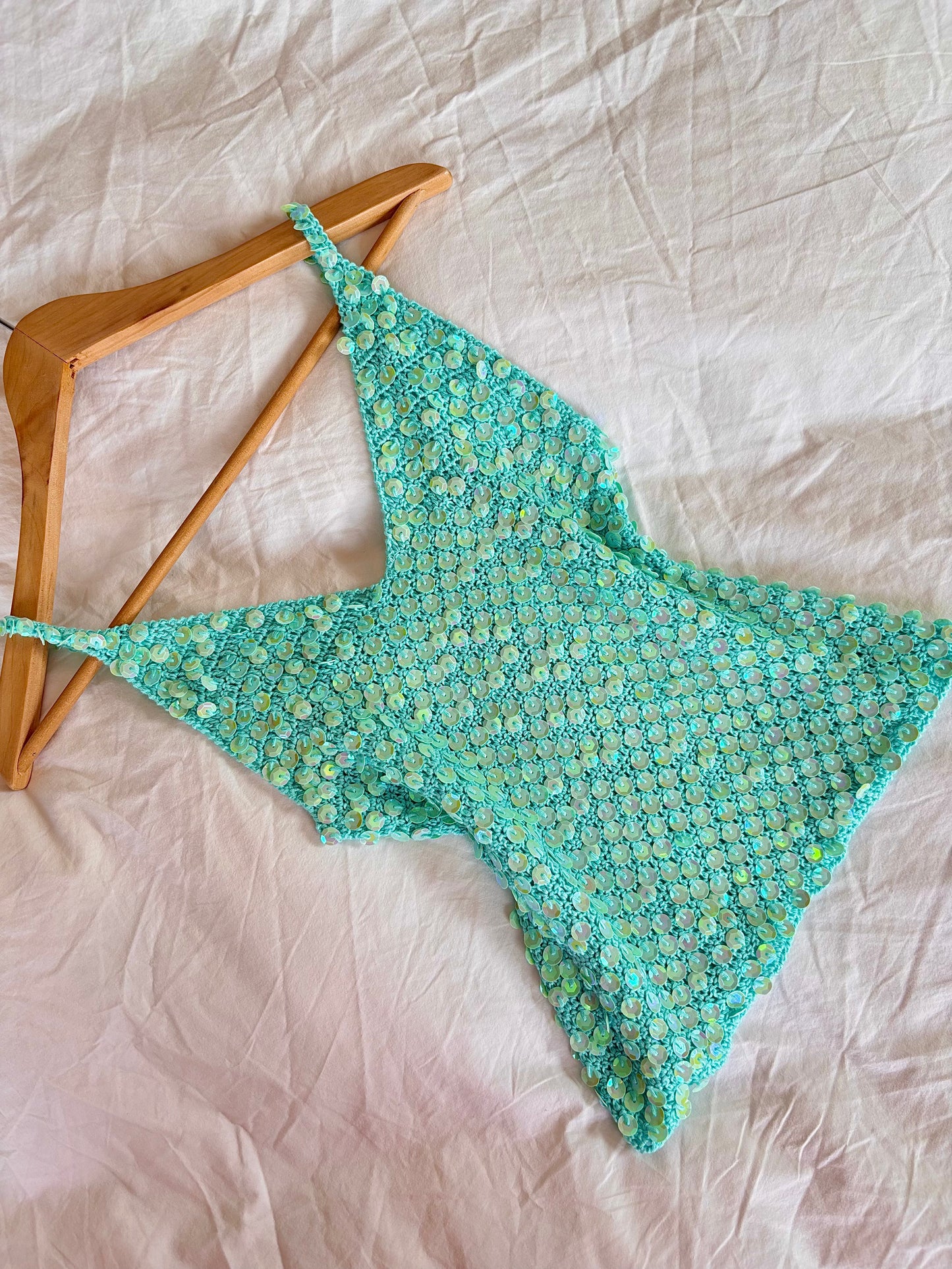 Top à sequin turquoise