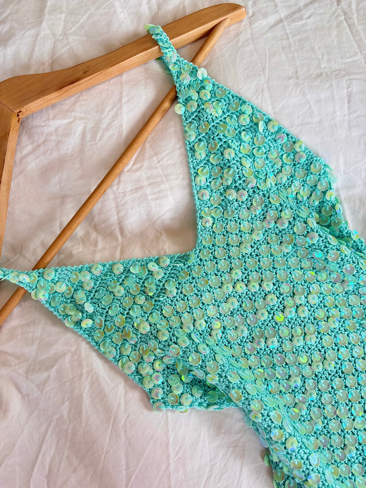 Top à sequin turquoise