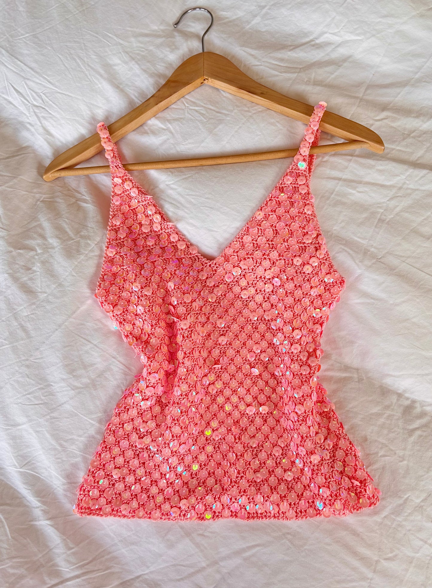 Top à sequin rose
