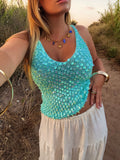 Top à sequin turquoise