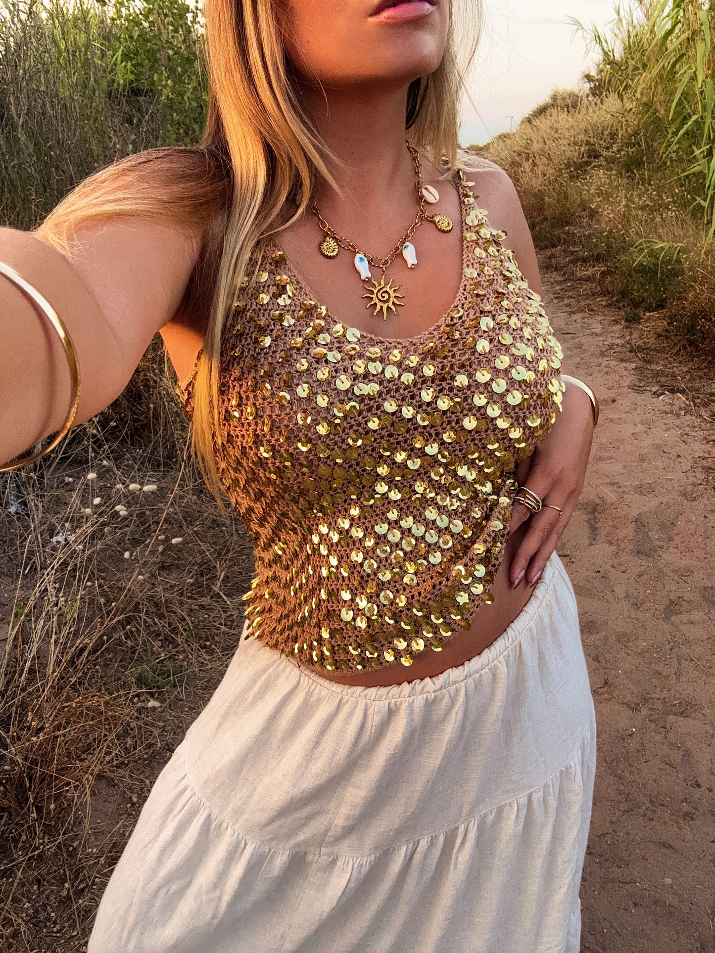 Top à sequin doré