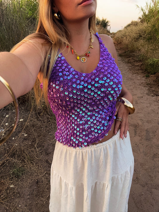 Top à sequin violet